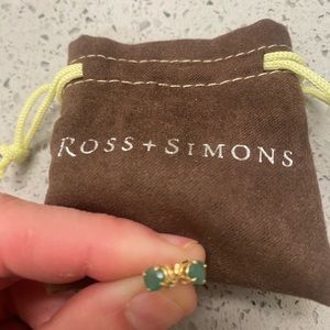 Ross and Simons genuine emerald and 14k gold stud earrings